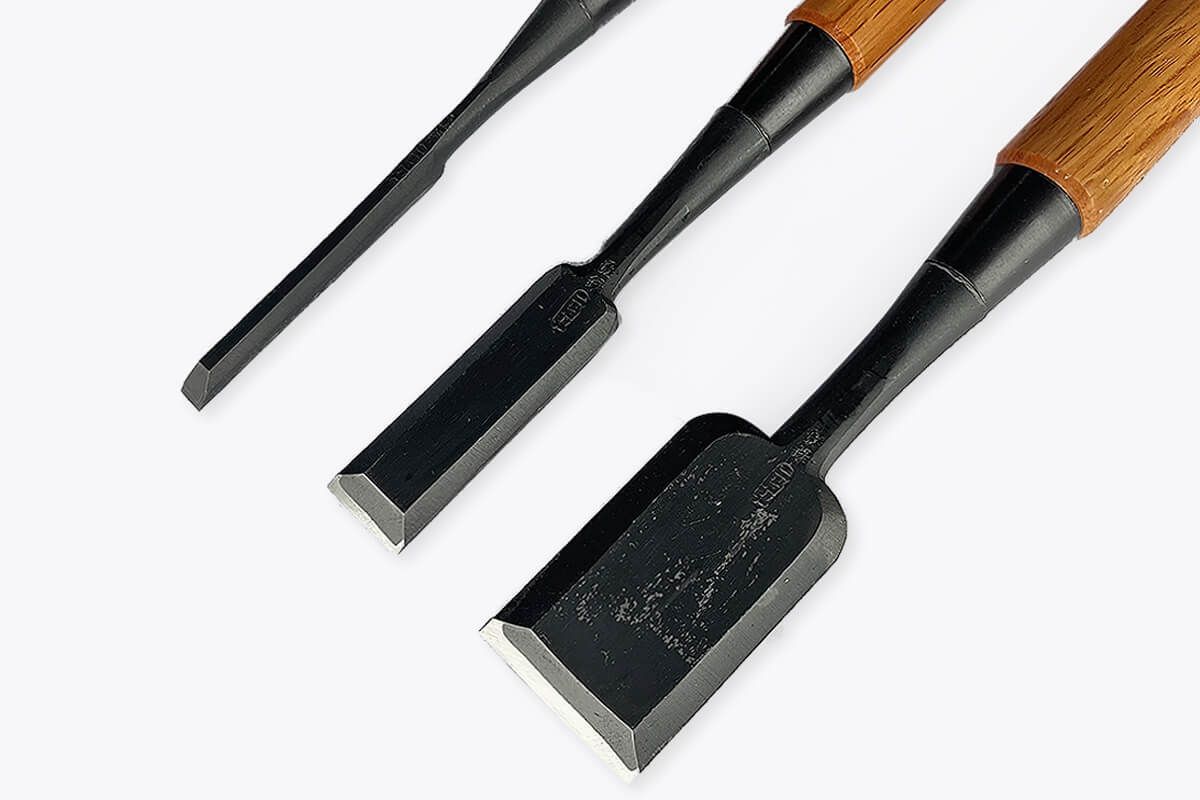 Fujihiro Bench Chisel Set of 10 (Single hollow, red oak handle