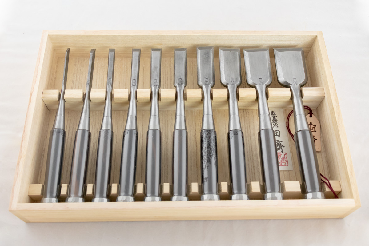 Tasai 10 pc Bench Chisel Set Migaki Finish Multi Hollow - HIDA TOOL