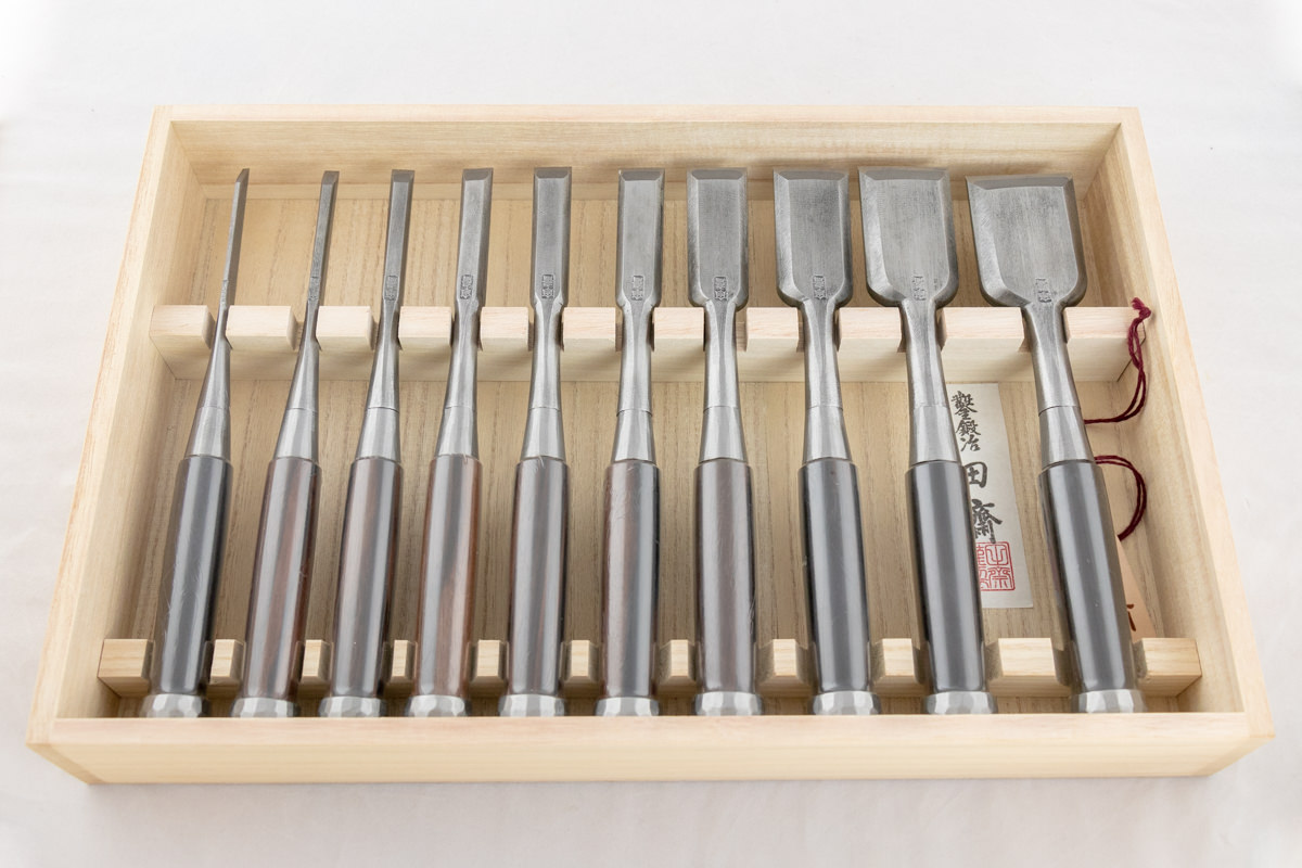 Tasai 10 pc Bench Chisel Set Migaki Finish Single Hollow - HIDA TOOL